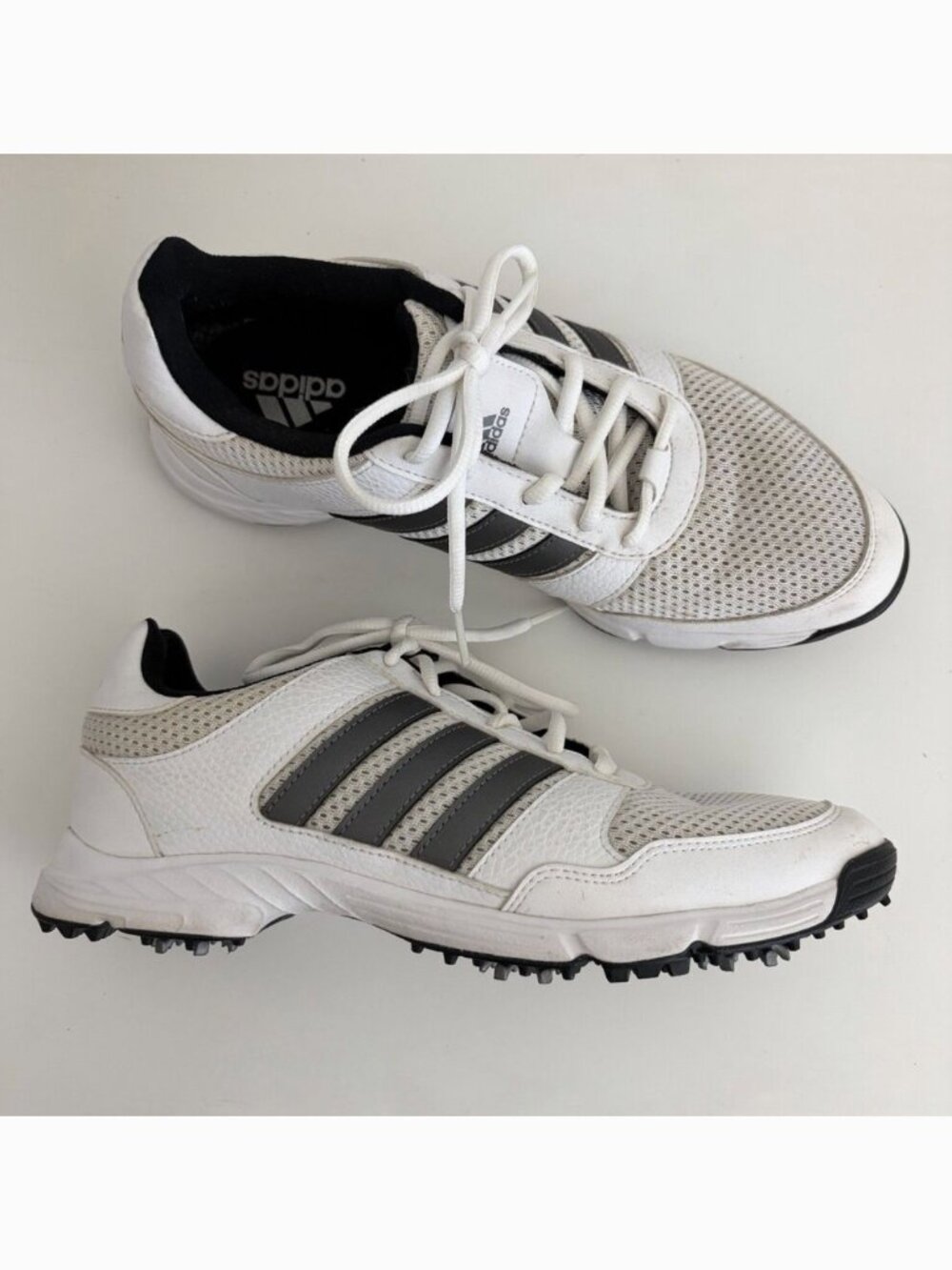 Adidas Mens Golf Shoes Tech Response 4.0 Size 7.5 White Gray Stripe Mesh/Leather